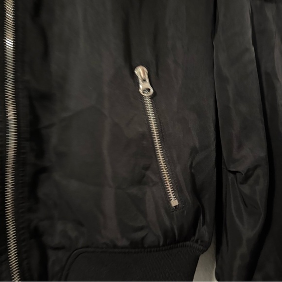 Women’s Lush Black Bomber Jacket with Silver Zippers Medium - Picture 12 of 14
